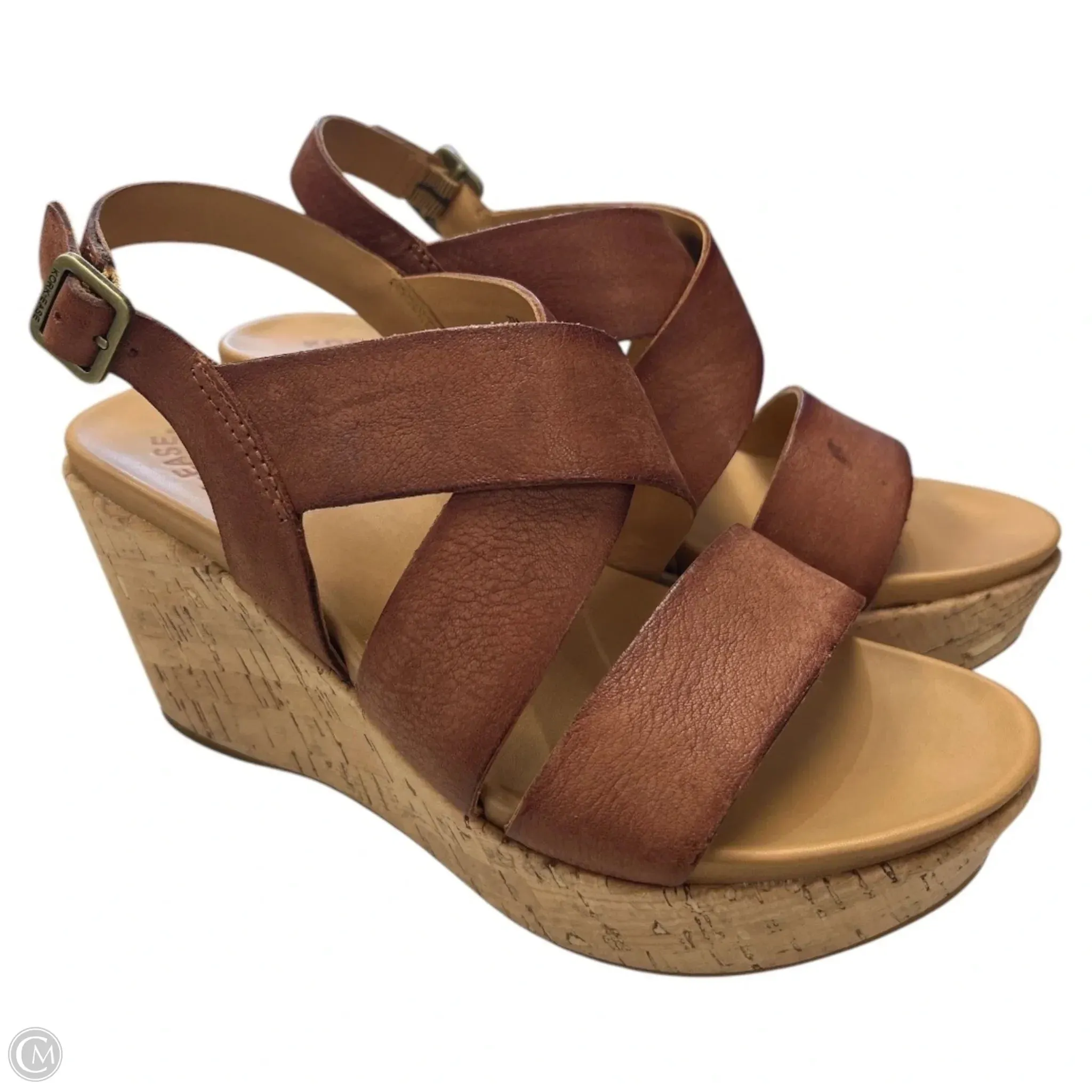 Sandals Heels Wedge By Kork Ease In Brown, Size: 7