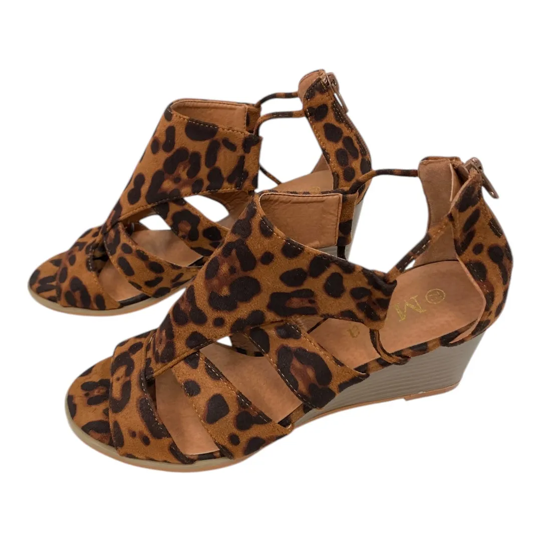 Sandals Heels Wedge By maia In Animal Print, Size:7.5