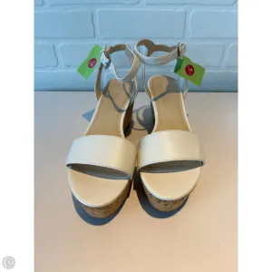 Sandals Heels Wedge By Nine West In Tan & White, Size: 9