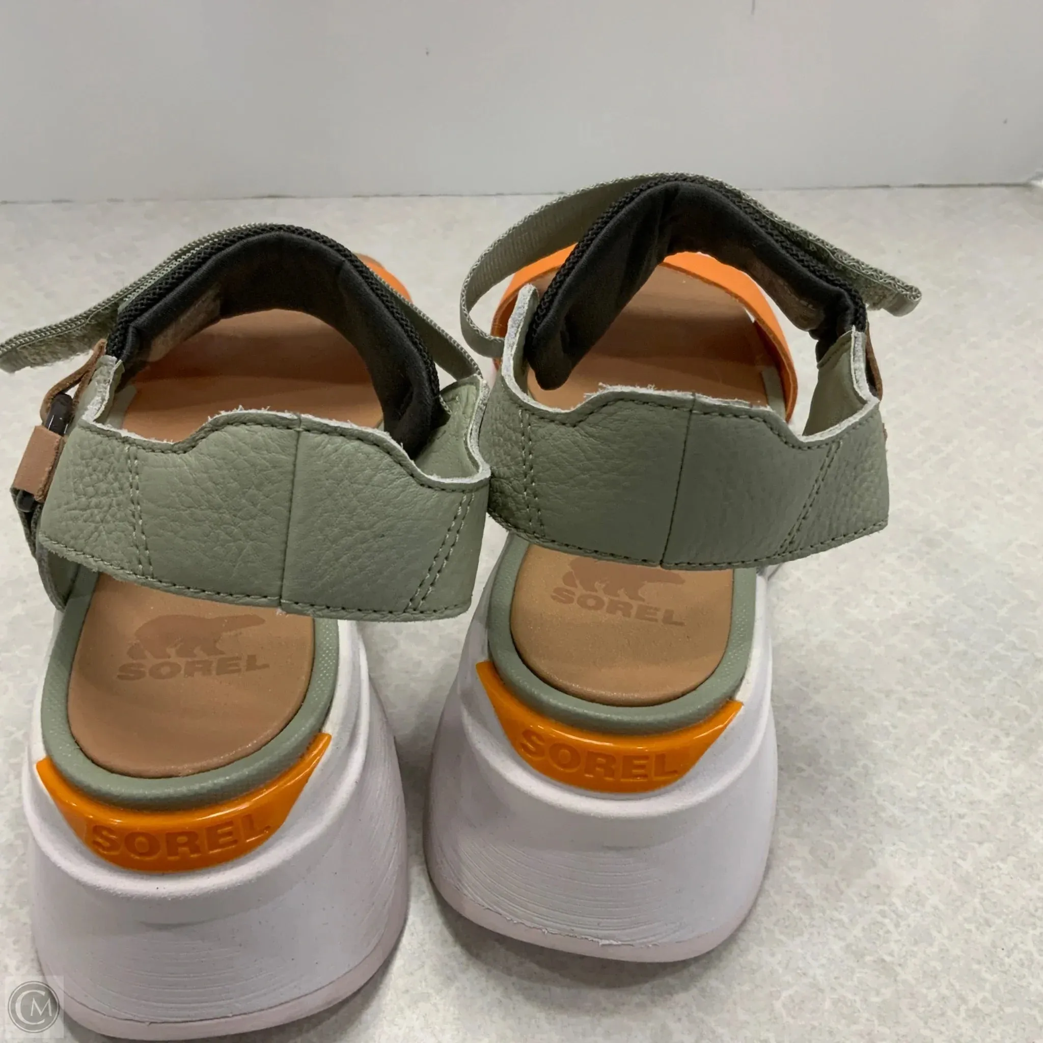 Sandals Heels Wedge By Sorel In Green, Size: 8.5
