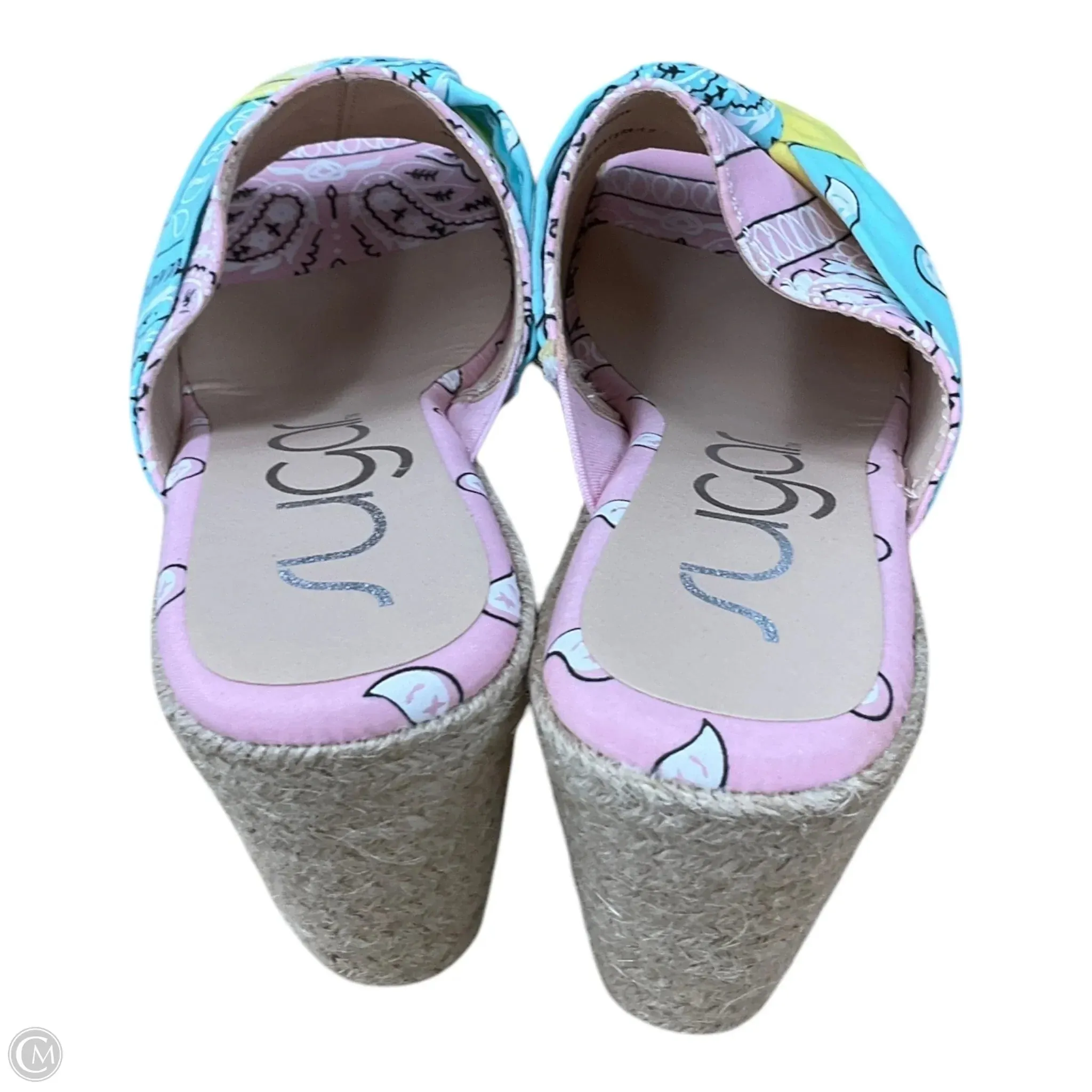 Sandals Heels Wedge By Sugar In Multi-colored, Size: 8