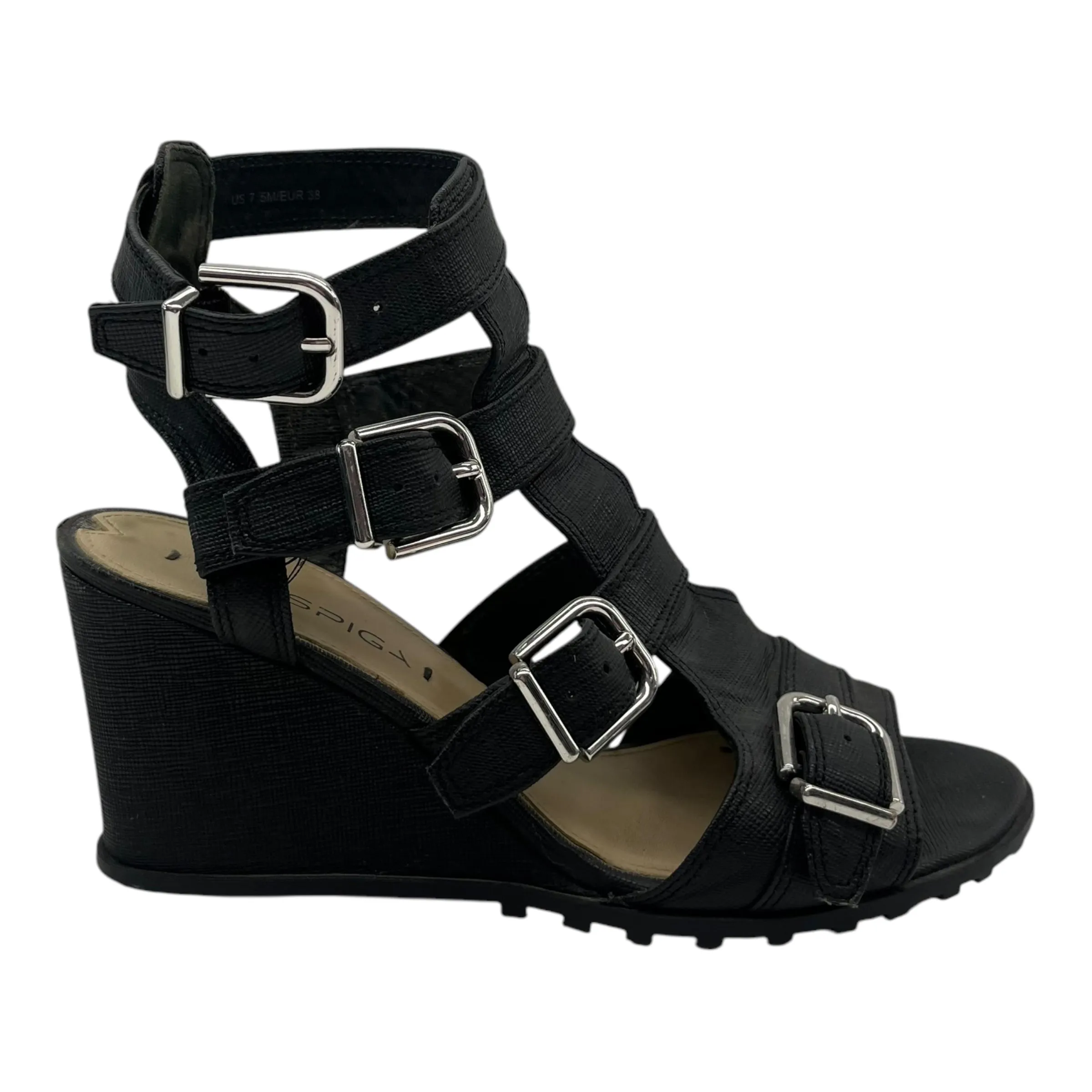 Sandals Heels Wedge By Via Spiga In Black, Size:7