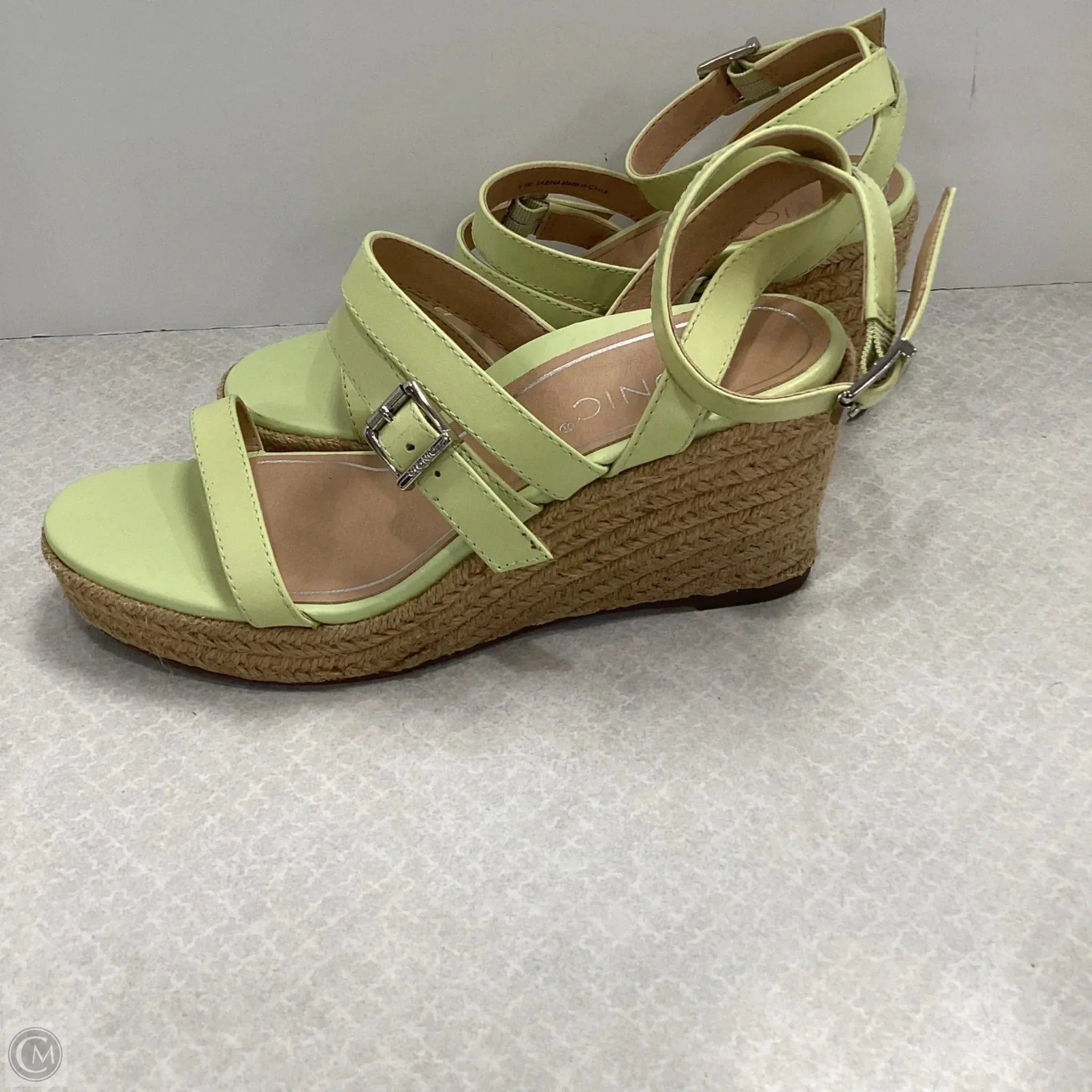 Sandals Heels Wedge By Vionic In Green, Size: 6.5