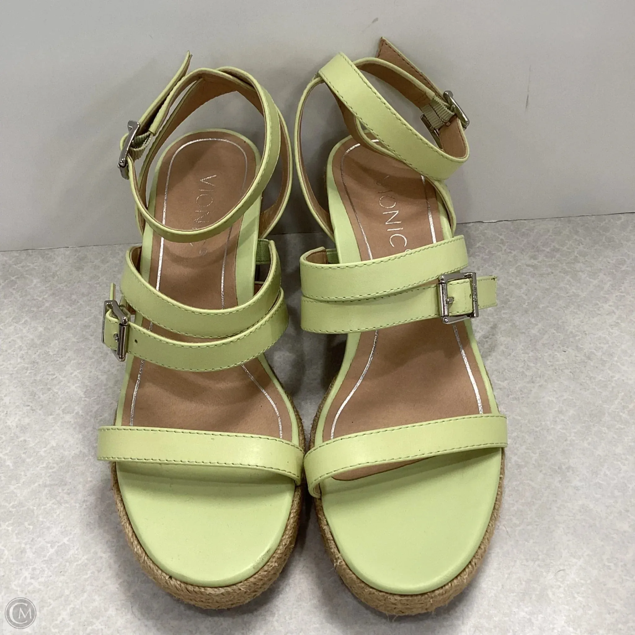 Sandals Heels Wedge By Vionic In Green, Size: 6.5