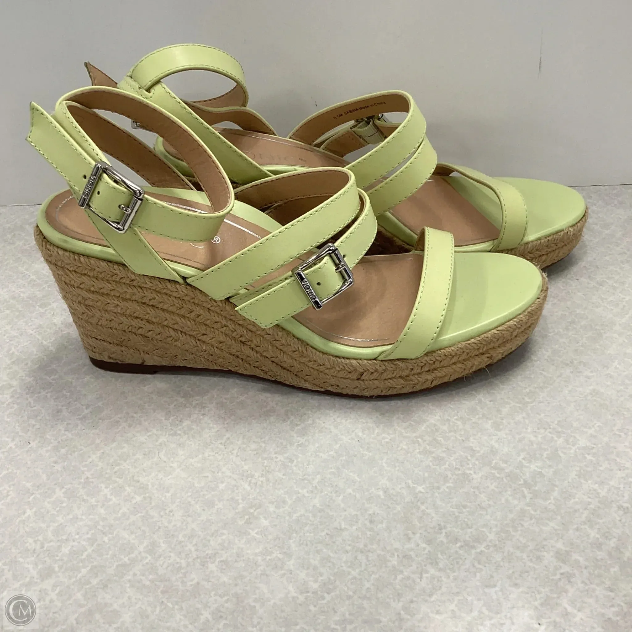Sandals Heels Wedge By Vionic In Green, Size: 6.5