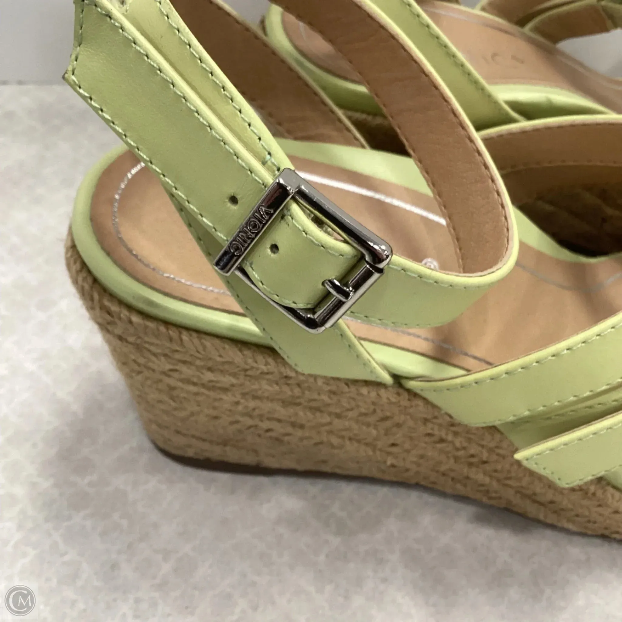 Sandals Heels Wedge By Vionic In Green, Size: 6.5