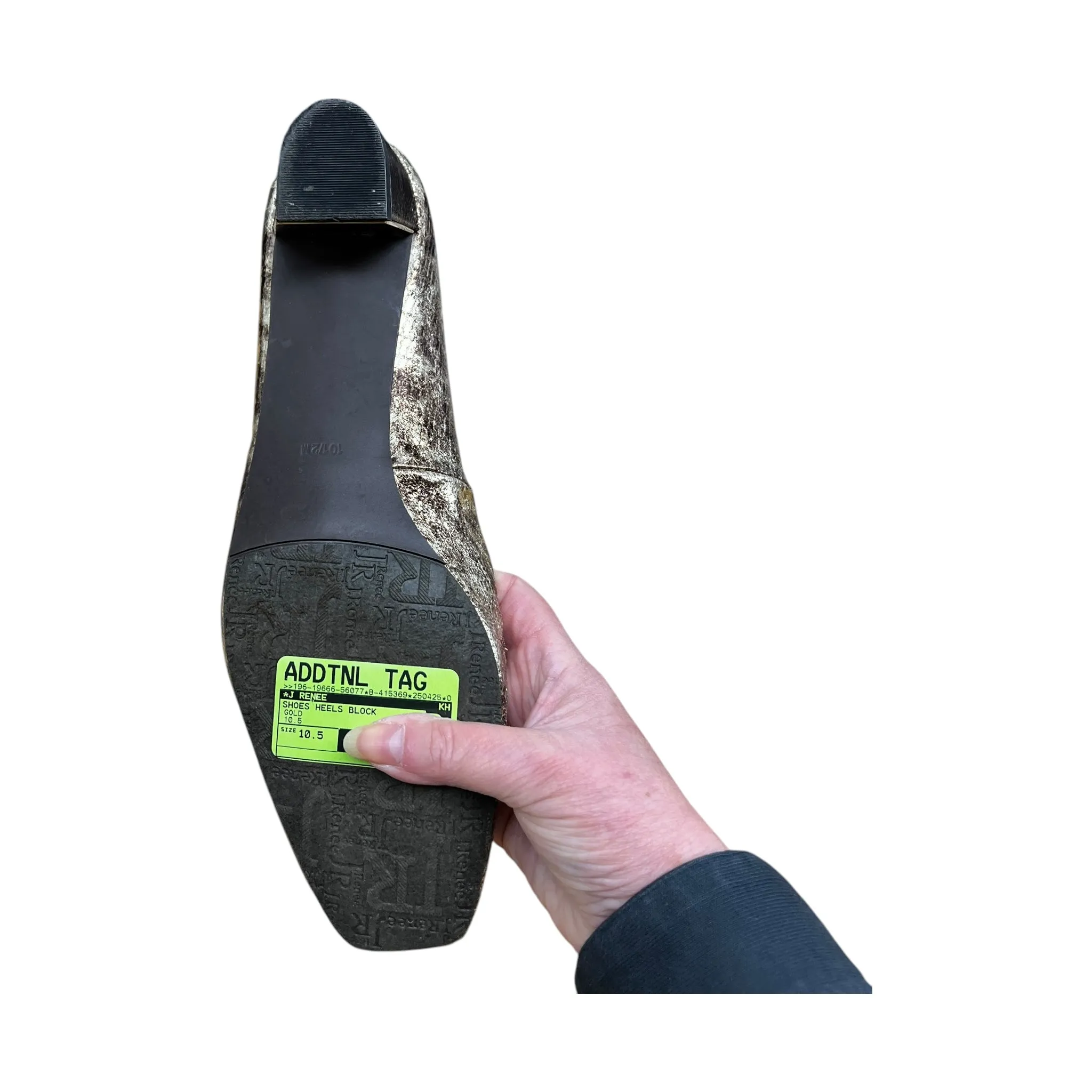 Shoes Heels Block By J Renee In Gold, Size:10.5