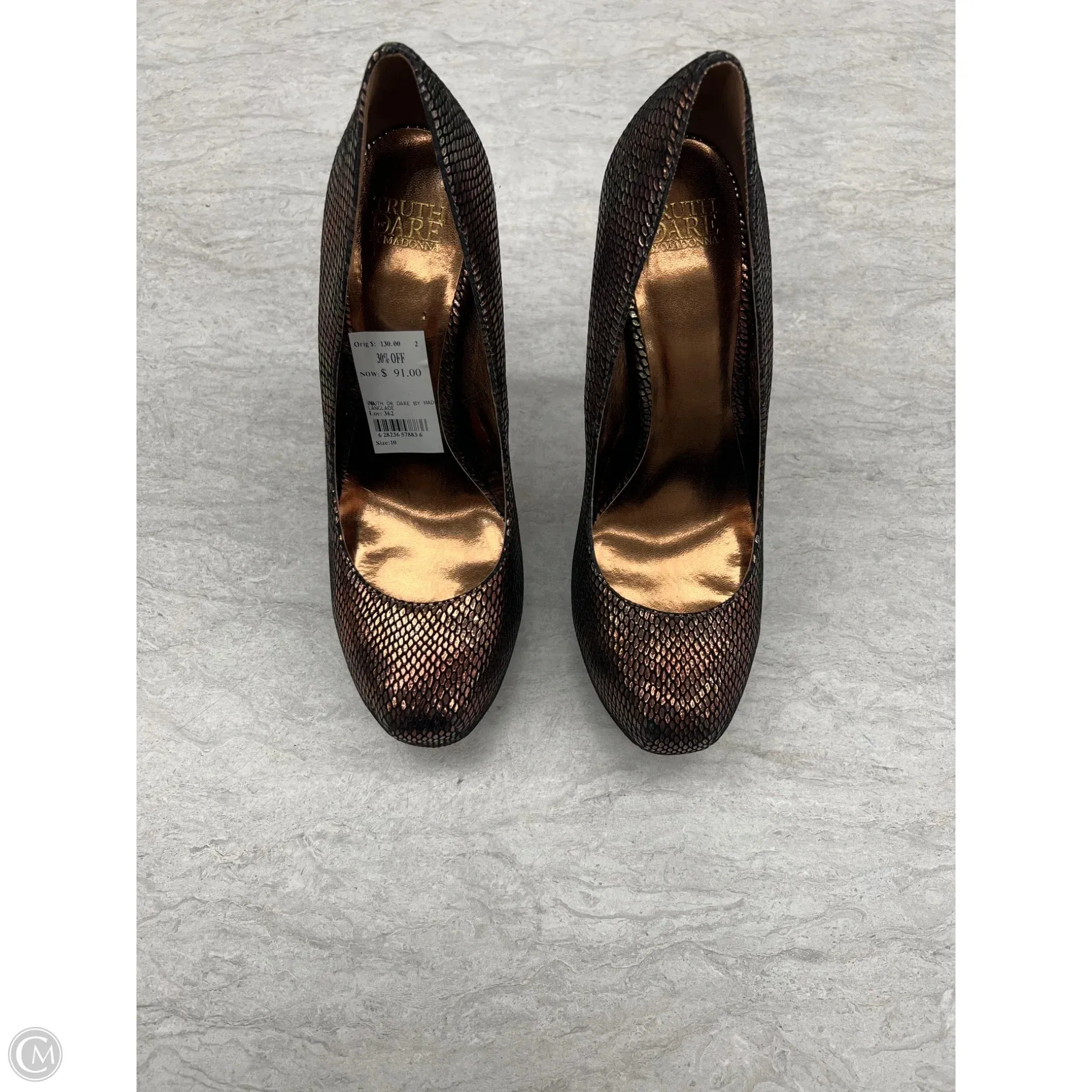Shoes Heels Stiletto By Clothes Mentor In Bronze, Size: 10