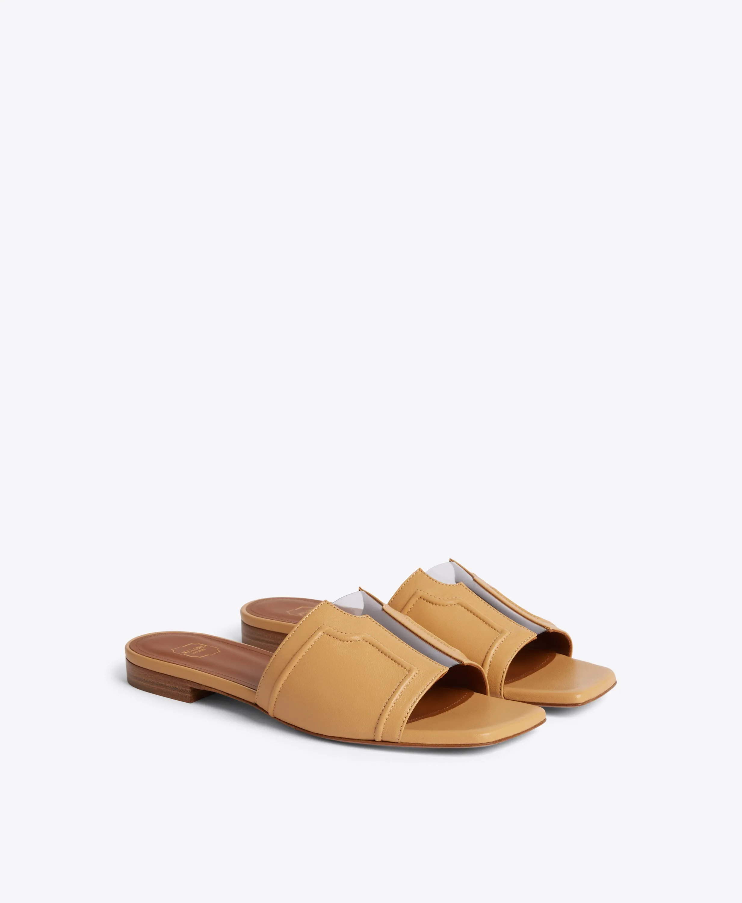 Silvia Yellow Leather Flat Sandals