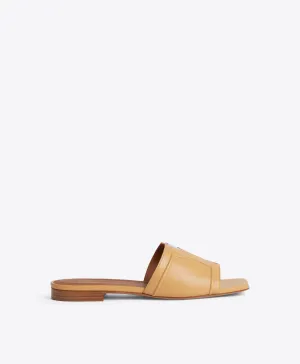 Silvia Yellow Leather Flat Sandals