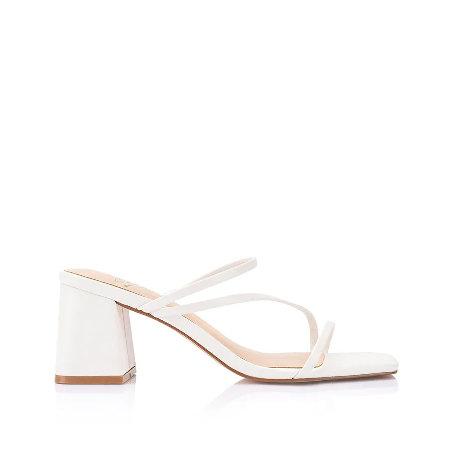 Stanford Block Heel Mules - Chalk White
