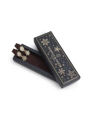 Suede Boot Tassels - Snowflake Charm Plum & Gold