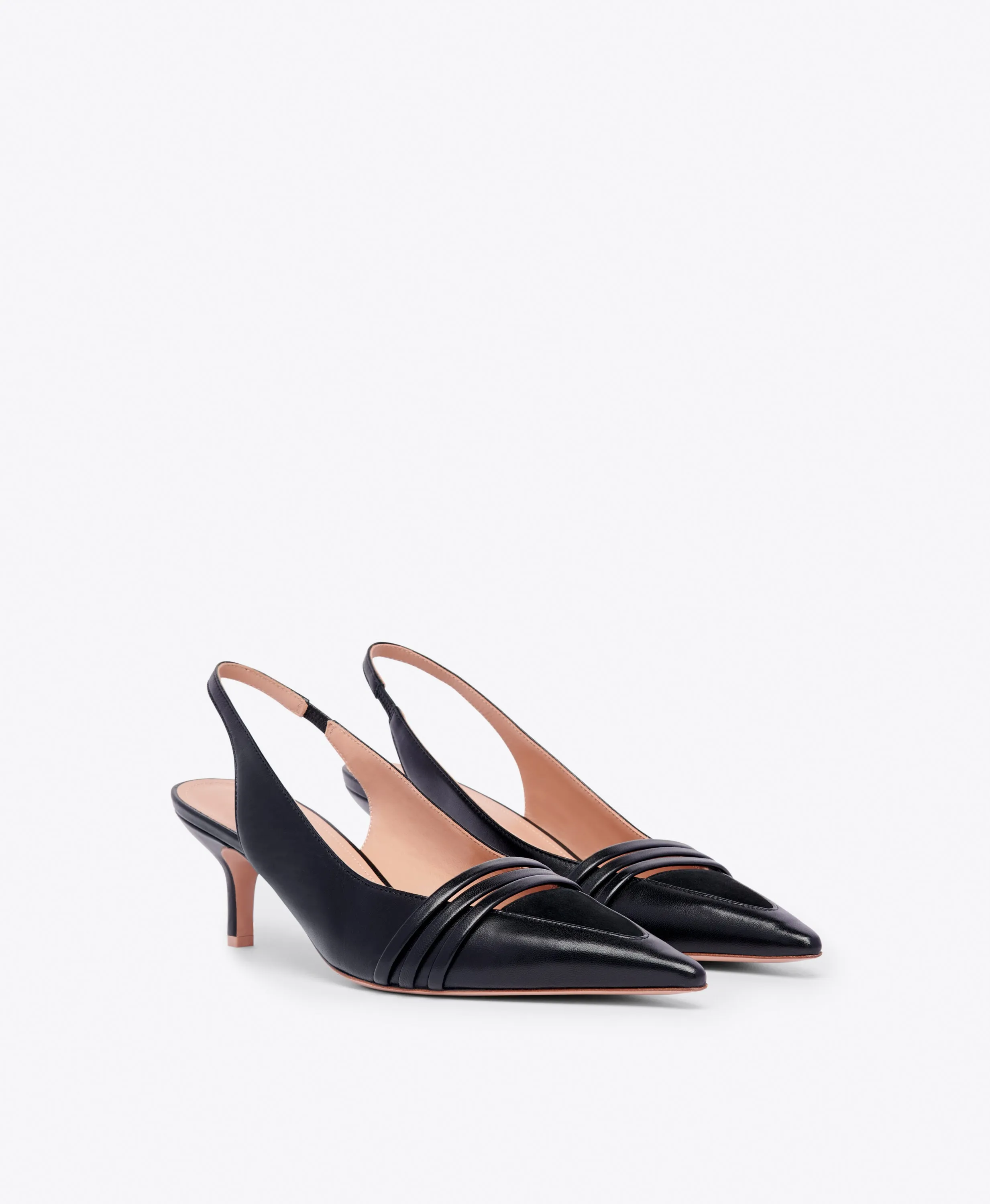 Tanner 45 Black Leather Slingbacks