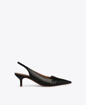 Tanner 45 Black Leather Slingbacks