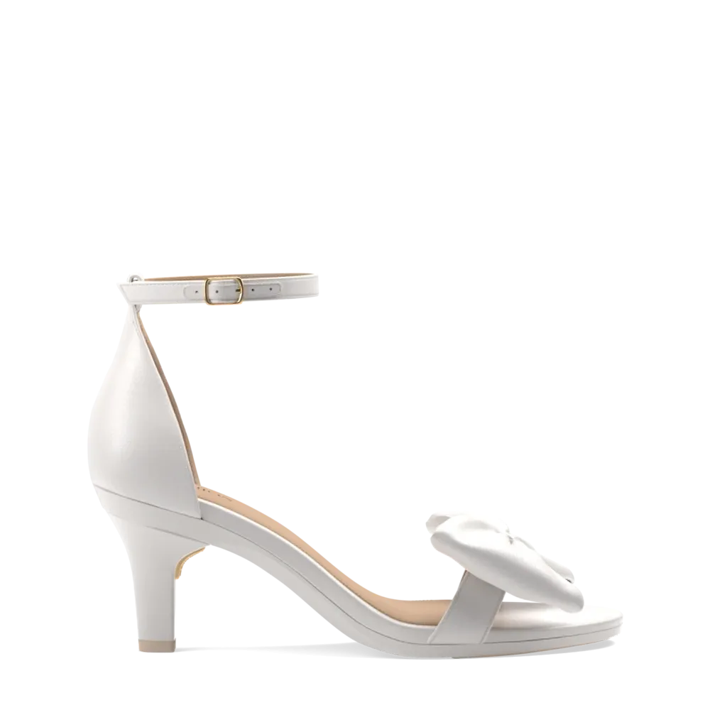 The Pashionista - White Satin Bow   Stiletto Heel Kit 3 White - FINAL SALE