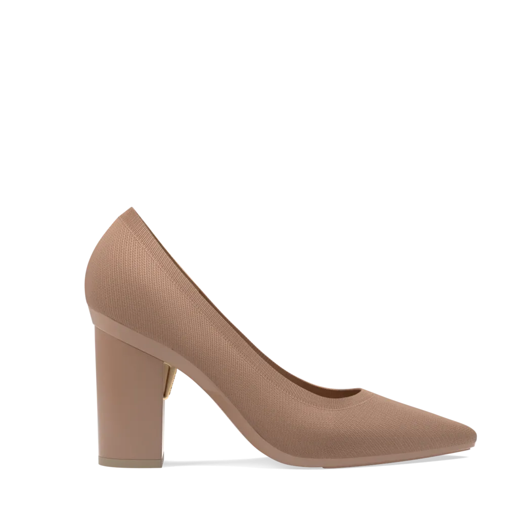 The Pump - Latte Knit   Block Heel Kit 4 Latte - FINAL SALE
