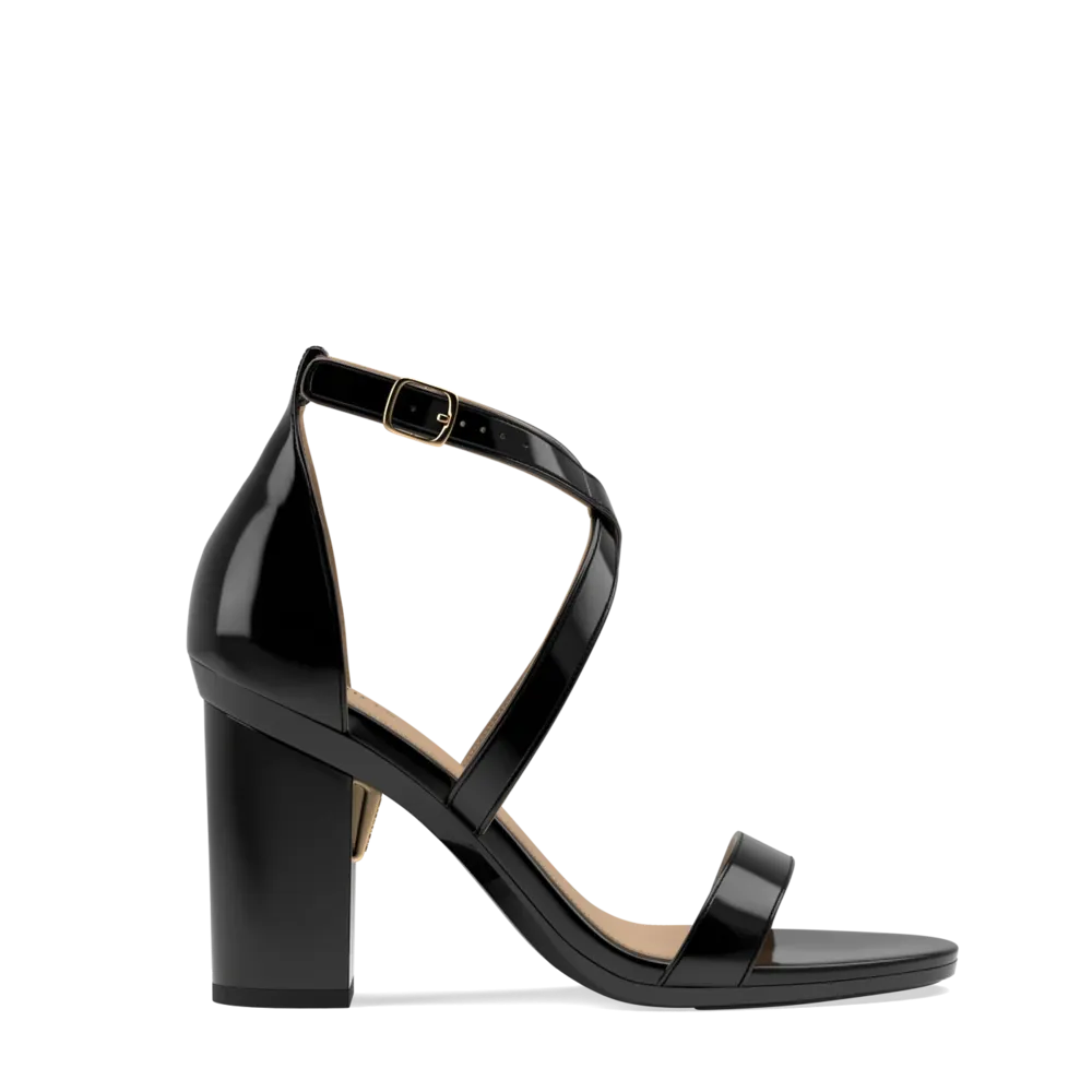 The Sandal - Coal Patent   Block Heel Kit 4 Coal - FINAL SALE