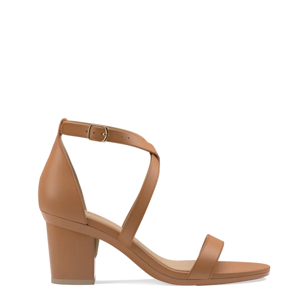 The Sandal - Whiskey Leather   Block Heel Kit 3 Whiskey