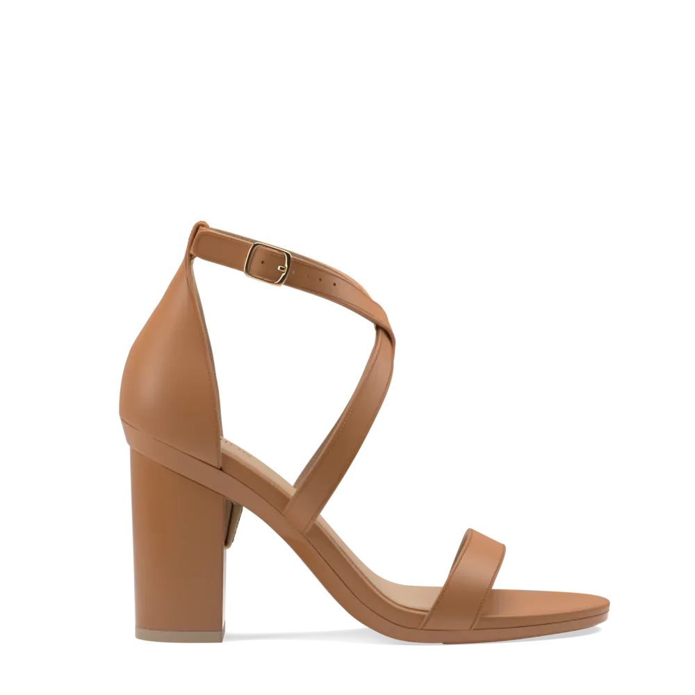 The Sandal - Whiskey Leather   Block Heel Kit 4 Whiskey