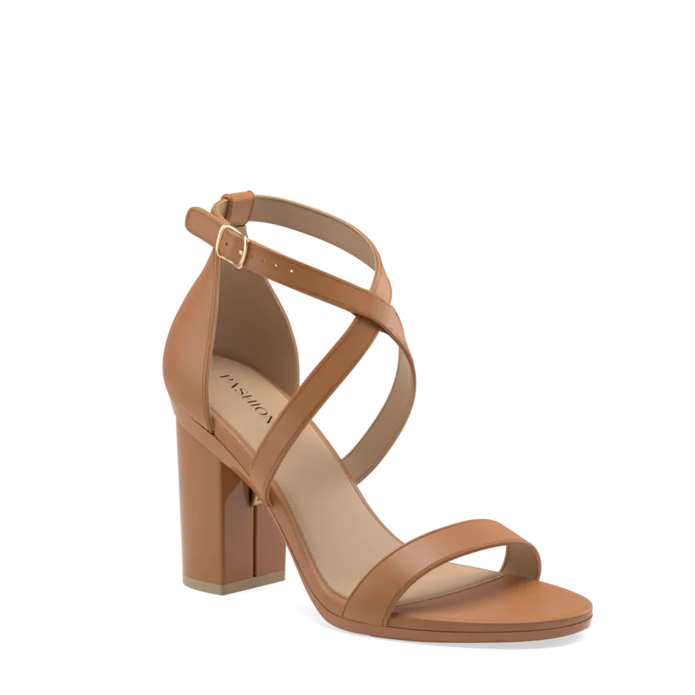 The Sandal - Whiskey Leather   Block Heel Kit 4 Whiskey