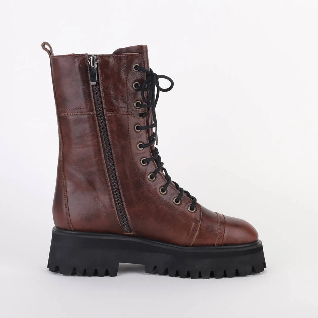 TROPAZ BROWN - flatform army boots