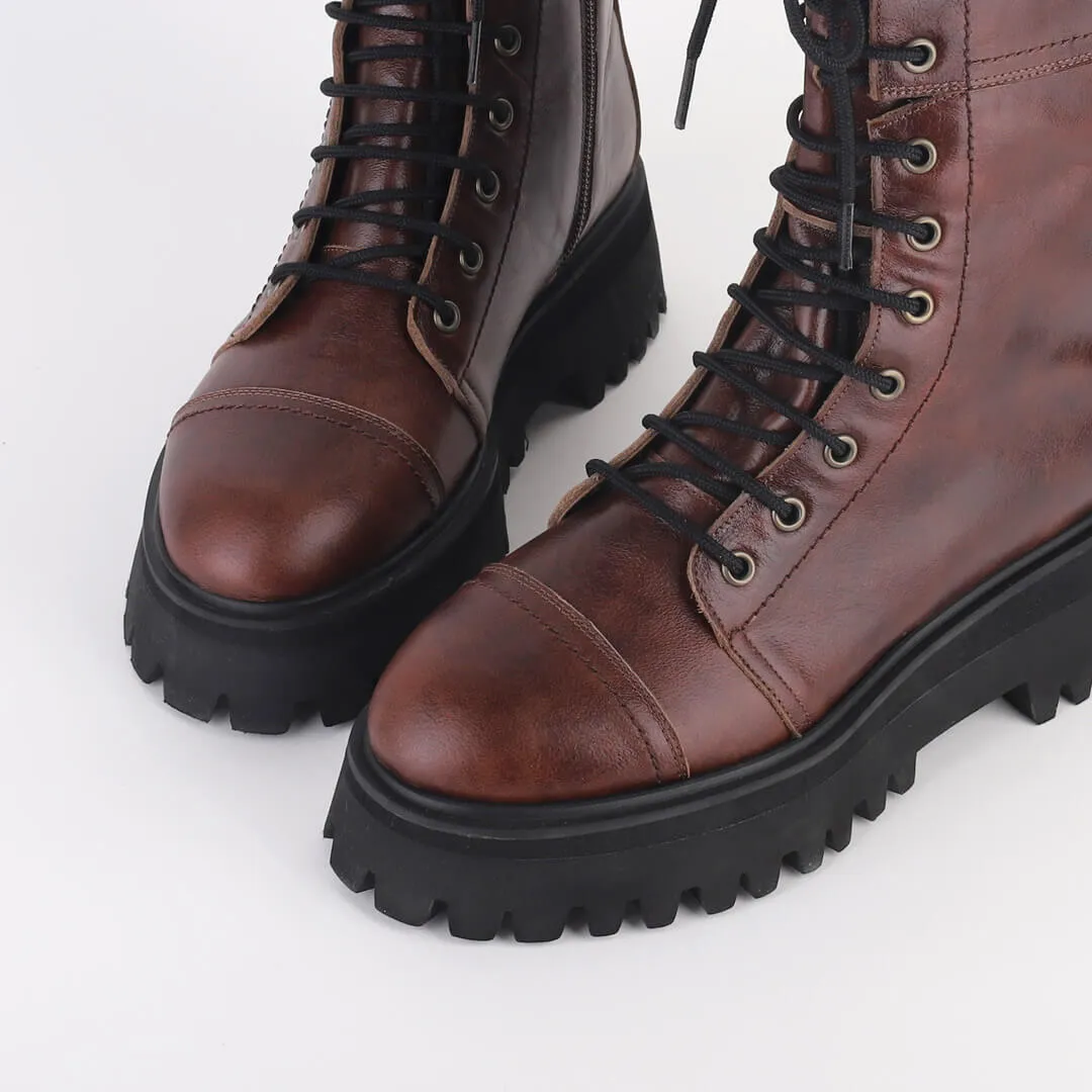 TROPAZ BROWN - flatform army boots