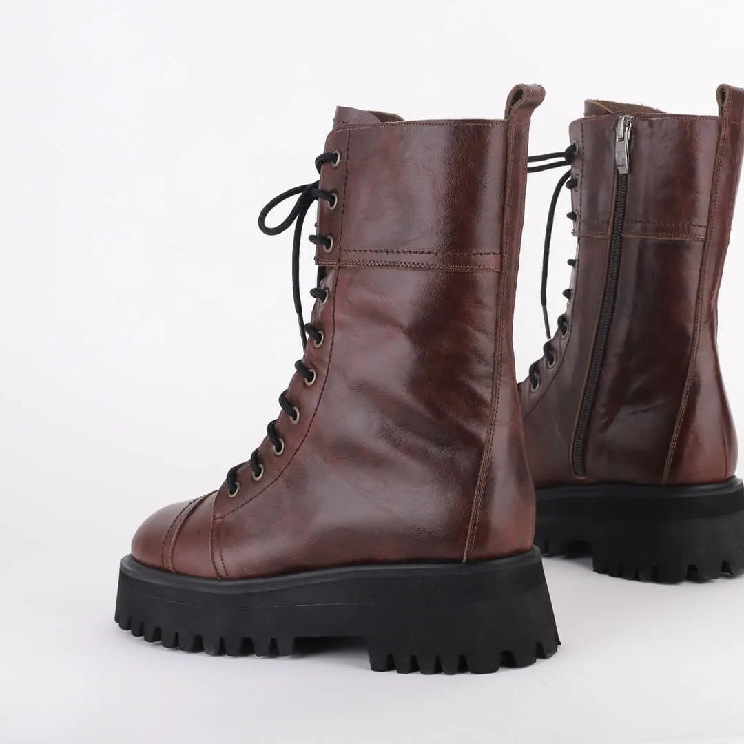 TROPAZ BROWN - flatform army boots