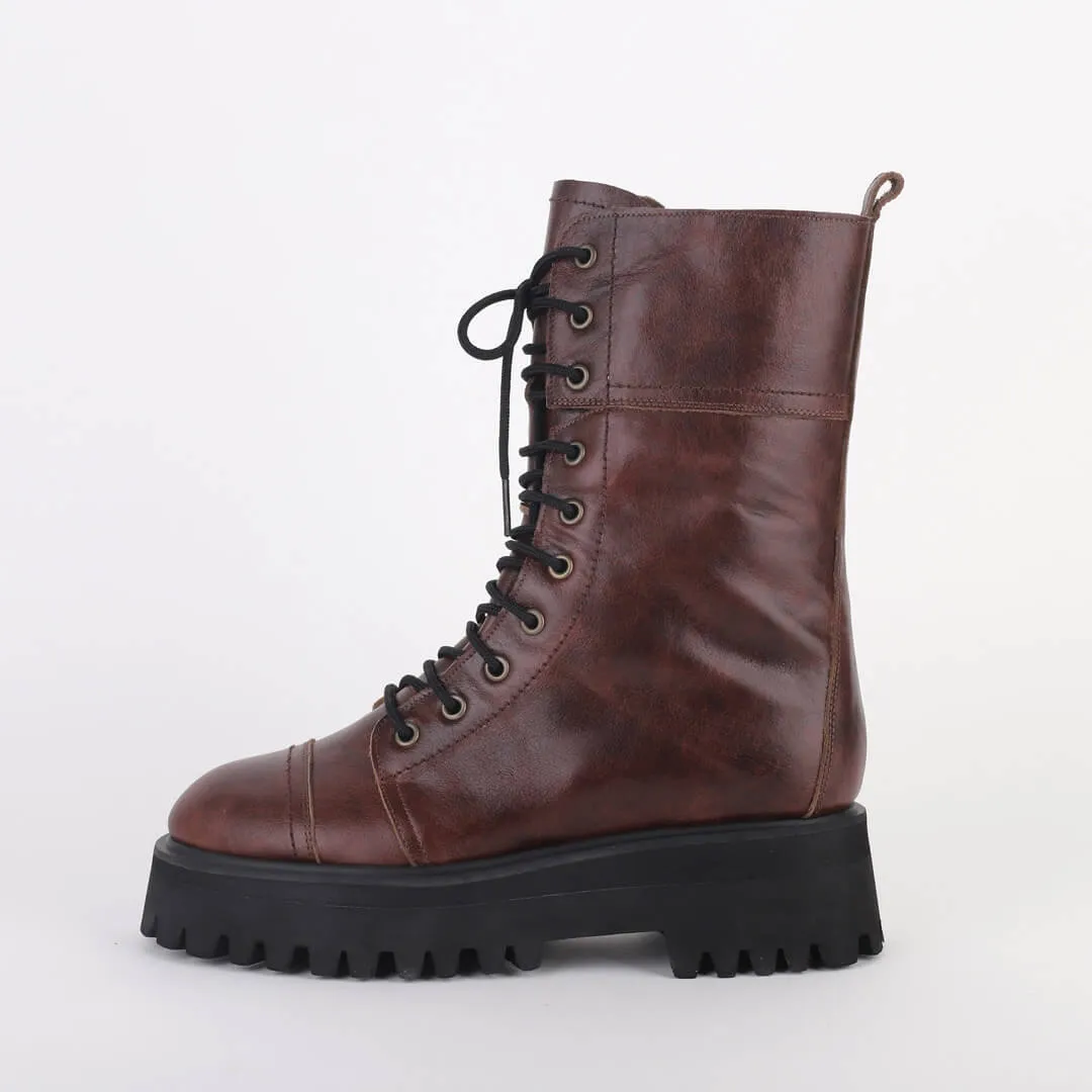 TROPAZ BROWN - flatform army boots