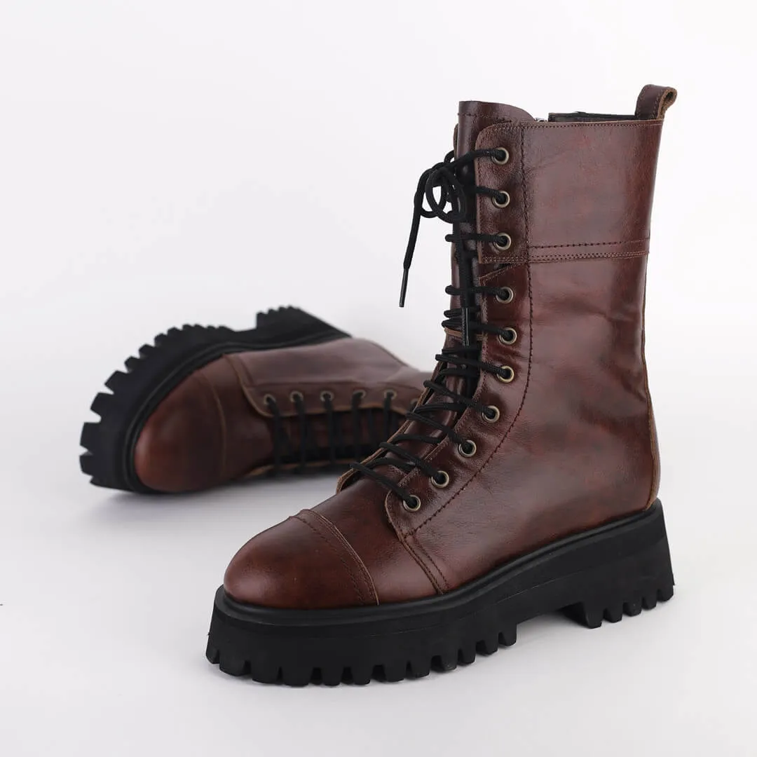 TROPAZ BROWN - flatform army boots