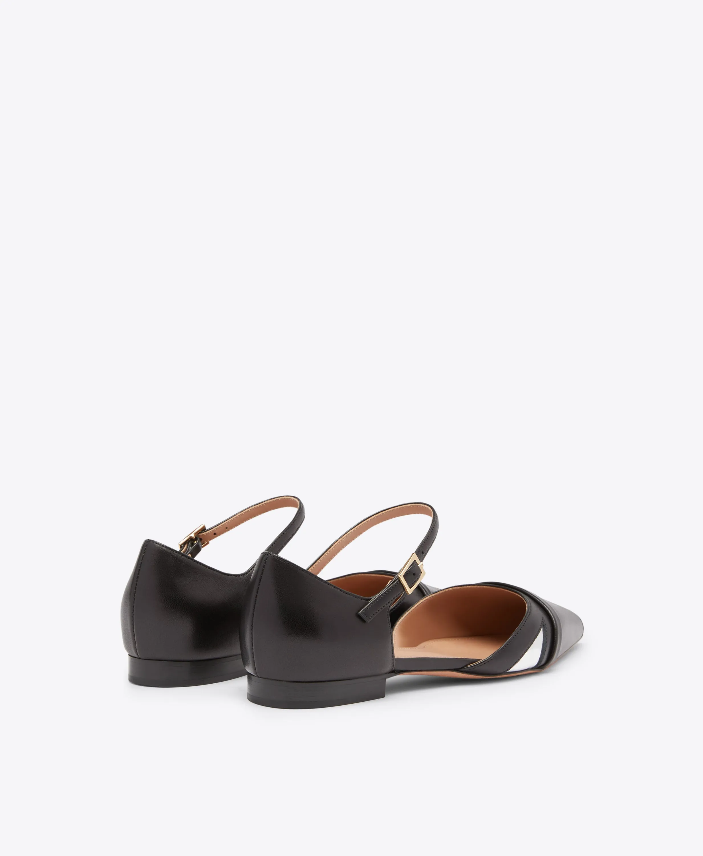 Ulla Black Leather Flat Pumps
