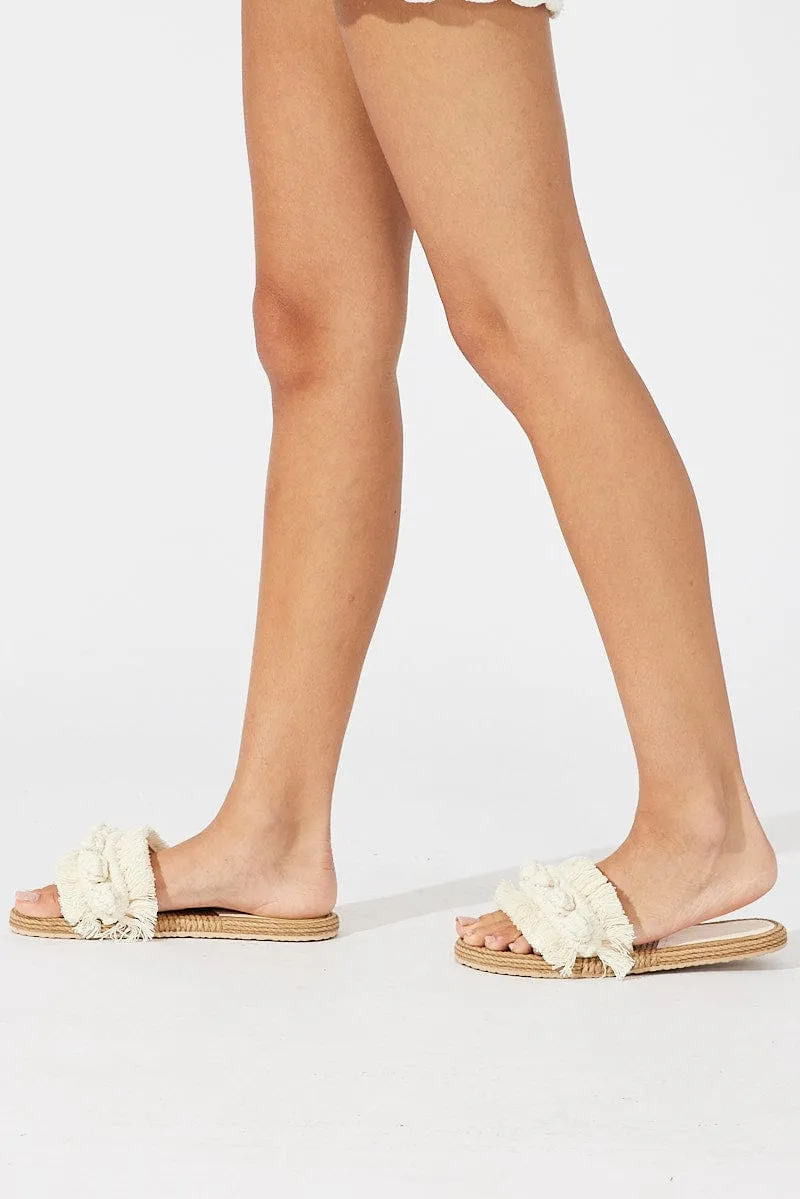 White Crochet Flat Sandals