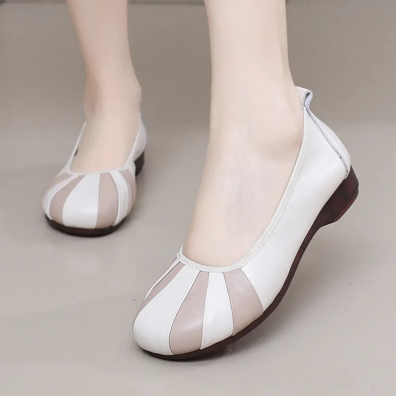 Women's Comfy Retro Contrast Color Soft Sole Flat Slip-On Shoes