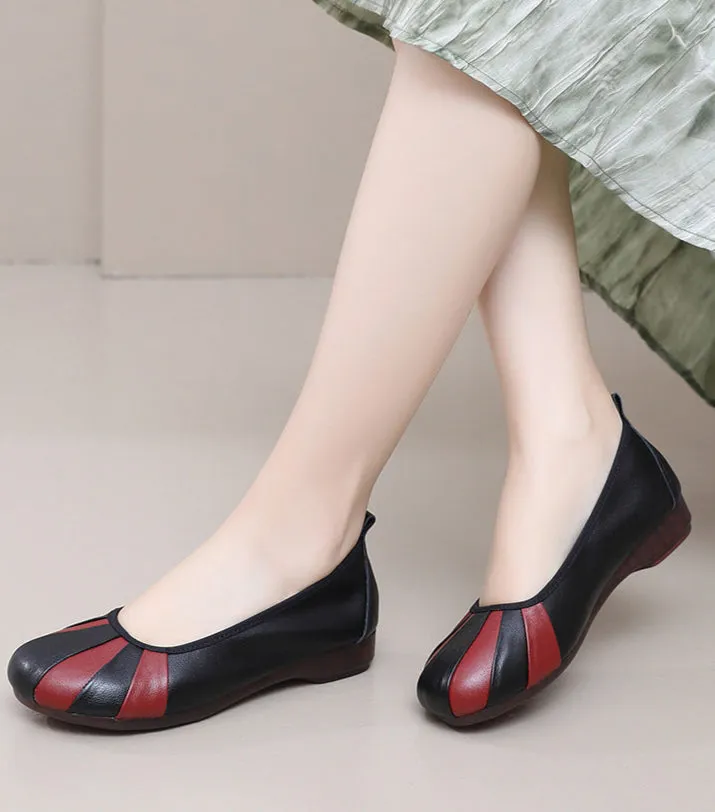 Women's Comfy Retro Contrast Color Soft Sole Flat Slip-On Shoes
