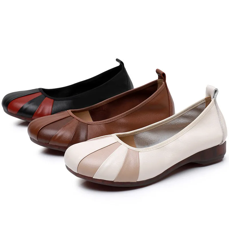 Women's Comfy Retro Contrast Color Soft Sole Flat Slip-On Shoes