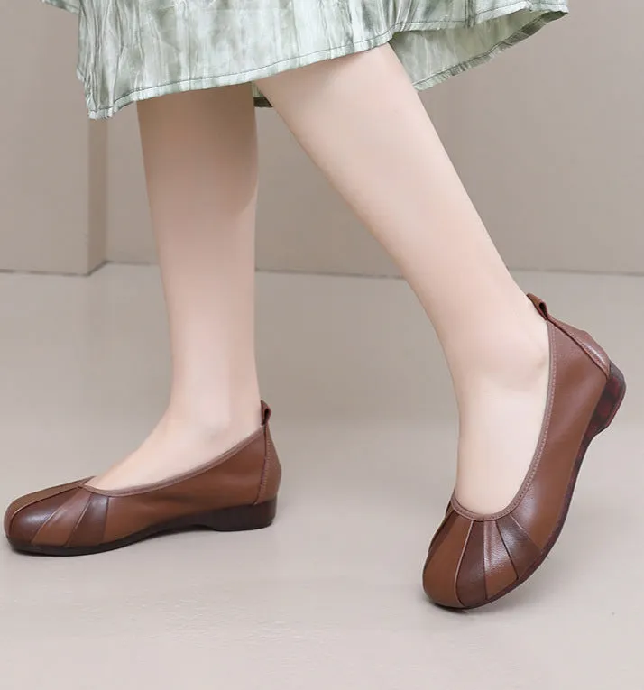 Women's Comfy Retro Contrast Color Soft Sole Flat Slip-On Shoes